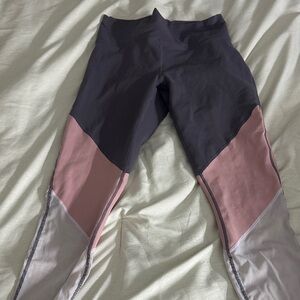 Fabletics Women's Colorblock Leggings - Pink and Gray